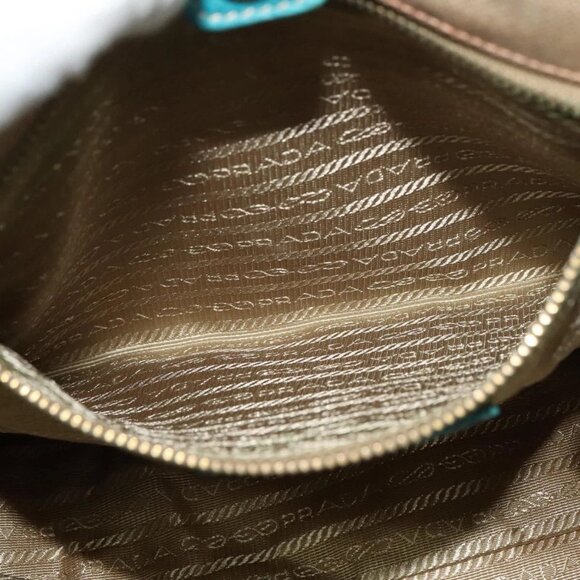 PRADA Hand Bag Canvas 2way Beige Gold Auth 138843 - Picture 12 of 16
